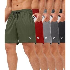 5 Pack Gym Shorts Men 5 Inch Quick Dry Mesh Shorts Men Large